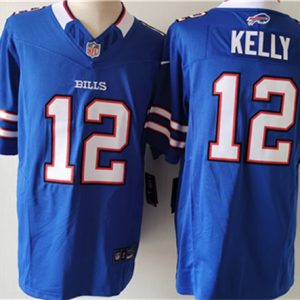 Men Buffalo Bills #12 Jim Kelly Blue 2023 F.U.S.E. Vapor Untouchable Limited Football Stitched Jersey