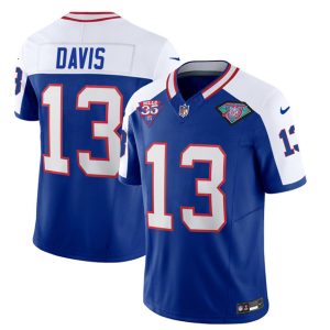 Men Buffalo Bills #13 Gabe Davis Blue/White 2023 F.U.S.E. 75th Anniversary Throwback Vapor Untouchable Limited Football Stitched Jersey