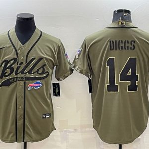 Men Buffalo Bills #14 Stefon Diggs 2022 Olive Salute to Service Cool Base Stitched Baseball Jersey