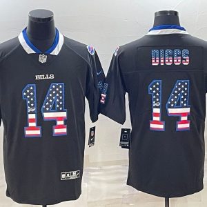 Men Buffalo Bills #14 Stefon Diggs Black 2018 USA Flag Fashion Limited Stitched Jersey