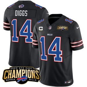 Men Buffalo Bills #14 Stefon Diggs Black 2023 F.U.S.E. AFC East Champions With 4-star C Ptach Football Stitched Jersey