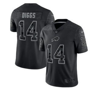 Men Buffalo Bills #14 Stefon Diggs Black Reflective Limited Stitched Football Jersey