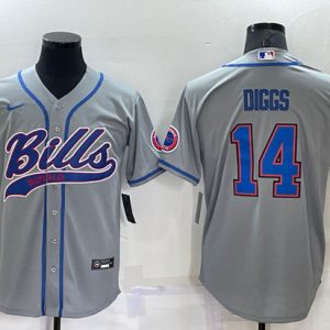 Men Buffalo Bills #14 Stefon Diggs Gray Cool Base Stitched Baseball Jersey