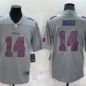 Men Buffalo Bills #14 Stefon Diggs Gray With Patch Atmosphere Fashion Stitched Jersey