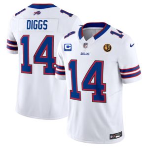 Men Buffalo Bills #14 Stefon Diggs White 2023 F.U.S.E. With 3-star C Ptach And John Madden Patch Vapor Limited Football Stitched Jersey