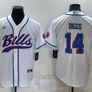 Men Buffalo Bills #14 Stefon Diggs White Cool Base Stitched Baseball Jersey