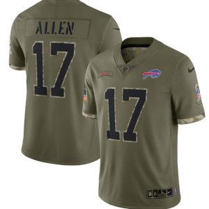 Men Buffalo Bills #17 Josh Allen 2022 Olive Salute To Service Limited Stitched Jersey