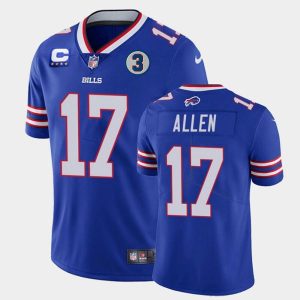 Men Buffalo Bills #17 Josh Allen 2022 Royal With 4-star C Patch And NO.3 Patch Vapor Untouchable Limited Stitched Jersey