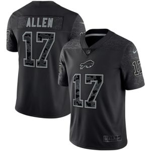 Men Buffalo Bills #17 Josh Allen Black Reflective Limited Stitched Football Jersey