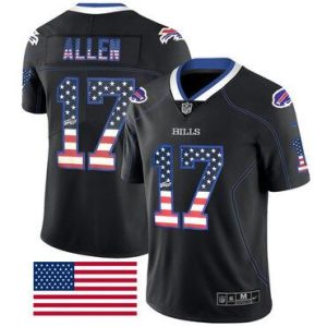 Men Buffalo Bills #17 Josh Allen Black USA Flag Fashion Limited Jersey