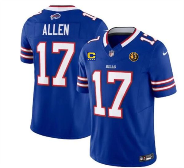 Men Buffalo Bills #17 Josh Allen Blue 2023 F.U.S.E. With 4-star C Ptach And John Madden Patch Vapor Limited Football Stitched Jersey