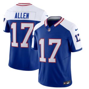 Men Buffalo Bills #17 Josh Allen Blue/White 2023 F.U.S.E. Throwback Vapor Untouchable Limited Football Stitched Jersey