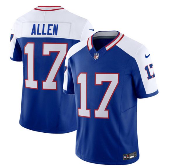 Men Buffalo Bills #17 Josh Allen Blue/White 2023 F.U.S.E. Throwback Vapor Untouchable Limited Football Stitched Jersey