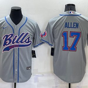 Men Buffalo Bills #17 Josh Allen Gray Cool Base Stitched Baseball Jersey