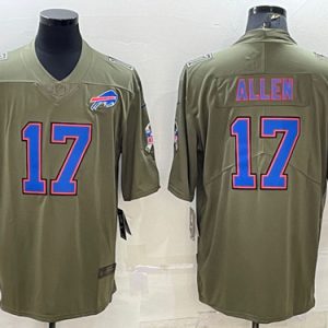 Men Buffalo Bills #17 Josh Allen Olive Salute To Service Limited Stitched Jersey