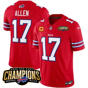 Men Buffalo Bills #17 Josh Allen Red 2023 F.U.S.E. AFC East Champions With 4-star C Ptach Football Stitched Jersey