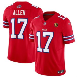 Men Buffalo Bills #17 Josh Allen Red 2023 F.U.S.E. With John Madden Patch Vapor Limited Football Stitched Jersey