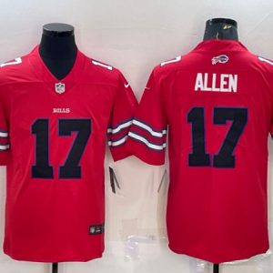 Men Buffalo Bills #17 Josh Allen Red Black Stitched Football Jersey