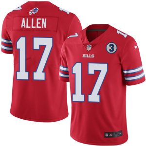 Men Buffalo Bills #17 Josh Allen Red With NO.3 Patch Vapor Untouchable Limited Stitched Jersey