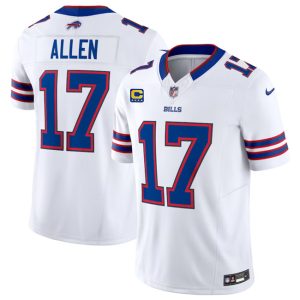 Men Buffalo Bills #17 Josh Allen White 2023 F.U.S.E. With 4-Star C Patch Vapor Untouchable Limited Football Stitched Jersey