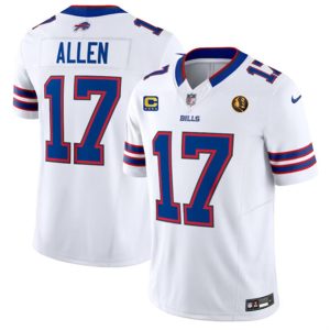 Men Buffalo Bills #17 Josh Allen White 2023 F.U.S.E. With 4-star C Ptach And John Madden Patch Vapor Limited Football Stitched Jersey