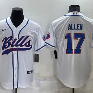 Men Buffalo Bills #17 Josh Allen White Cool Base Stitched Baseball Jersey