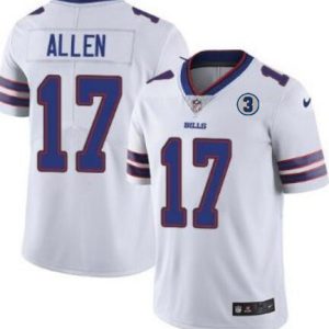 Men Buffalo Bills #17 Josh Allen White With NO.3 Patch Vapor Untouchable Limited Stitched Jersey