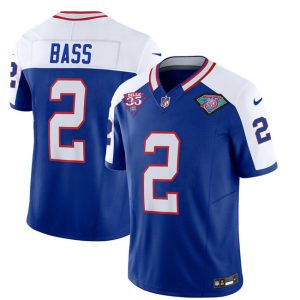 Men Buffalo Bills #2 Tyler Bass Blue/White 2023 F.U.S.E. 75th Anniversary Throwback Vapor Untouchable Limited Football Stitched Jersey