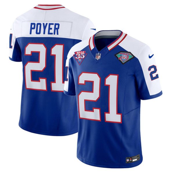 Men Buffalo Bills #21 Jordan Poyer Blue/White 2023 F.U.S.E. 75th Anniversary Throwback Vapor Untouchable Limited Football Stitched Jersey