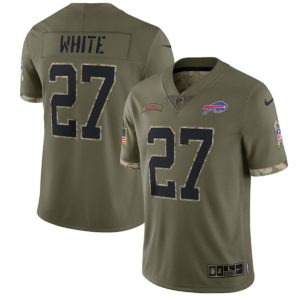 Men Buffalo Bills #27 Tre'Davious White 2022 Olive Salute To Service Limited Stitched Jersey