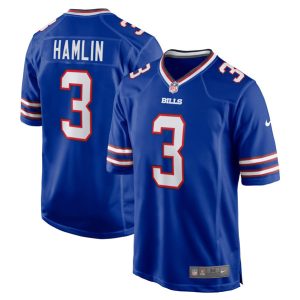 Men Buffalo Bills #3 Damar Hamlin Blue Stitched Game Jersey