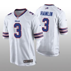 Men Buffalo Bills #3 Damar Hamlin White Stitched Game Jersey