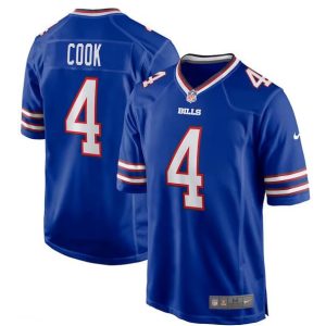 Men Buffalo Bills #4 James Cook Blue Football Stitched Game Jersey