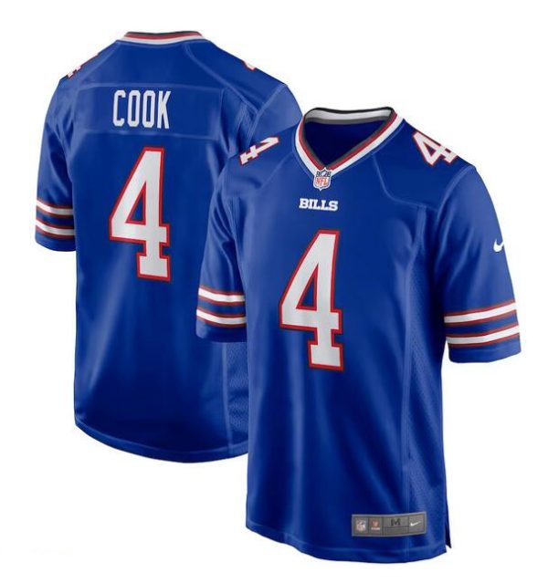 Men Buffalo Bills #4 James Cook Blue Football Stitched Game Jersey