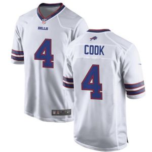 Men Buffalo Bills #4 James Cook White Football Stitched Game Jersey