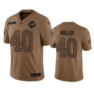 Men Buffalo Bills #40 Von Miller 2023 Brown Salute To Service Limited Football Stitched Jersey