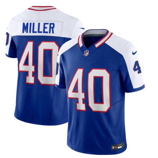 Men Buffalo Bills #40 Von Miller Blue/White 2023 F.U.S.E. Throwback Vapor Untouchable Limited Football Stitched Jersey