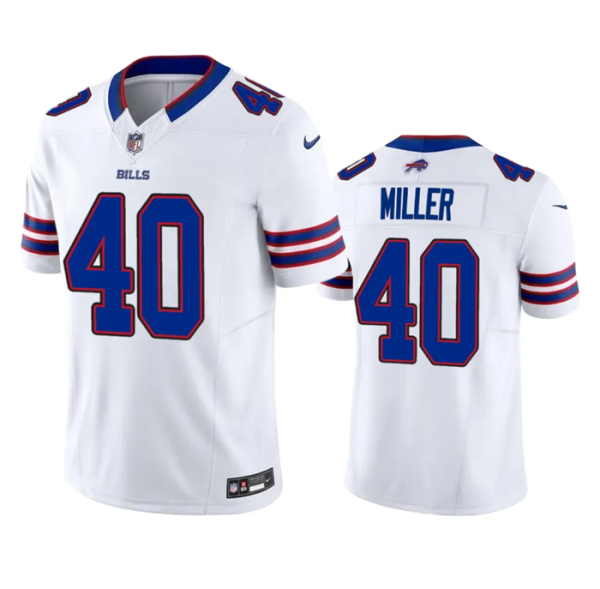 Men Buffalo Bills #40 Von Miller White 2023 F.U.S.E. Vapor Untouchable Limited Stitched Jersey