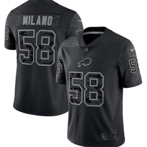 Men Buffalo Bills #58 Matt Milano Black Reflective Limited Stitched Football Jersey