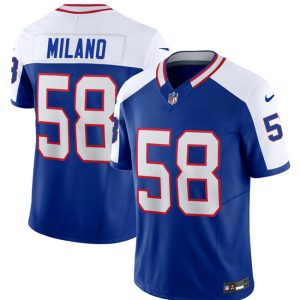 Men Buffalo Bills #58 Matt Milano Blue/White 2023 F.U.S.E. Throwback Vapor Untouchable Limited Football Stitched Jersey