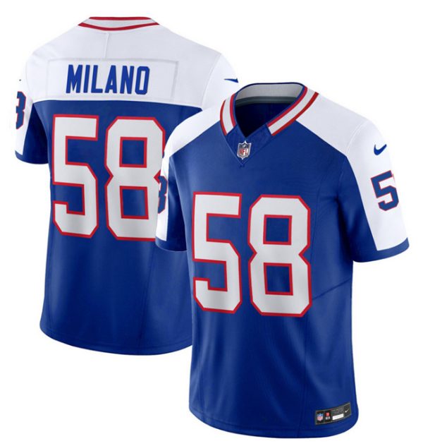 Men Buffalo Bills #58 Matt Milano Blue/White 2023 F.U.S.E. Throwback Vapor Untouchable Limited Football Stitched Jersey