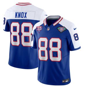 Men Buffalo Bills #88 Dawson Knox Blue/White 2023 F.U.S.E. 75th Anniversary Throwback Vapor Untouchable Limited Football Stitched Jersey