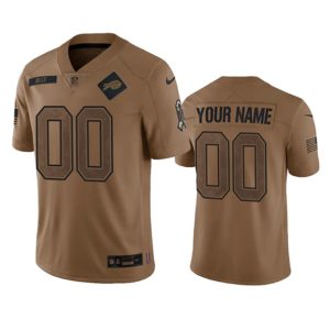 Men Buffalo Bills Active Player Custom 2023 Brown Salute To Service Limited Football Stitched Jersey