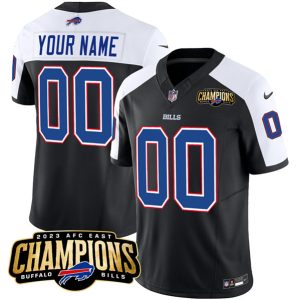 Men Buffalo Bills Active Player Custom Black/White 2023 F.U.S.E. AFC East Champions Ptach Football Stitched Jersey