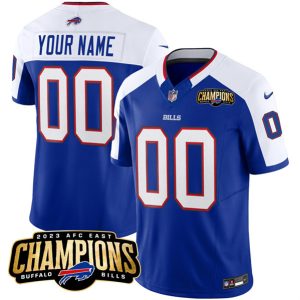 Men Buffalo Bills Active Player Custom Blue/White 2023 F.U.S.E. AFC East Champions Ptach Football Stitched Jersey