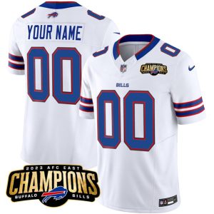 Men Buffalo Bills Active Player Custom White 2023 F.U.S.E. AFC East Champions Ptach Football Stitched Jersey