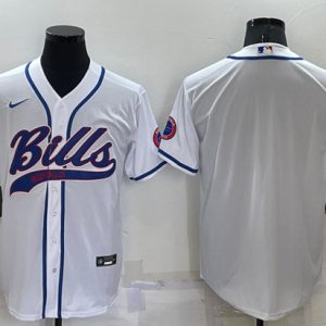 Men Buffalo Bills Blank White Cool Base Stitched Baseball Jersey