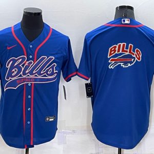 Men Buffalo Bills Royal Team Big Logo With Patch Cool Base Stitched Baseball Jersey