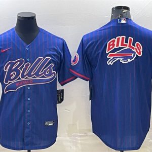 Men Buffalo Bills Team Big Logo With Patch Cool Base Stitched Baseball Jersey