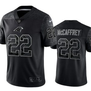 Men Carolina Panthers #22 Christian McCaffrey Black Reflective Limited Stitched Football Jersey